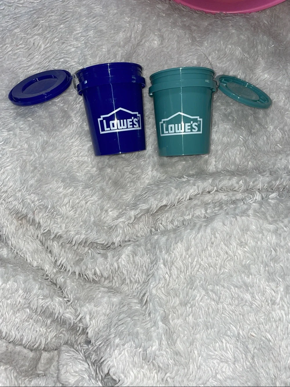 2 Lowes NWT Mini Bucket with Lid Teal & Blue BPA-Free Food Safe Plastic